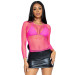 Сетчатый топ Leg Avenue Long Sleeves T-Shirts Neon Pink, One Size