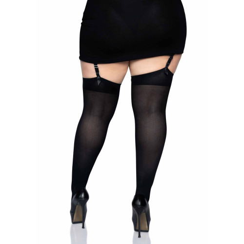 Щільні непрозорі панчохи Leg Avenue Opaque Nylon Thigh Highs Black plus size