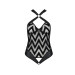 Сітчастий боді з халтером та ритмічним малюнком Passion Hima Body black XXL/XXXL