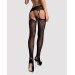 Чулки-стокинги с растительным рисунком Obsessive Garter stockings S206 черные S/M/L
