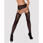 Панчохи-стокінги з рослинним малюнком Obsessive Garter stockings S206 чорні S/M/L