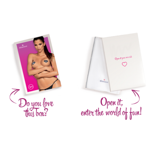 Накладки-сердца на соски со стразами Obsessive A750 nipple covers, черные