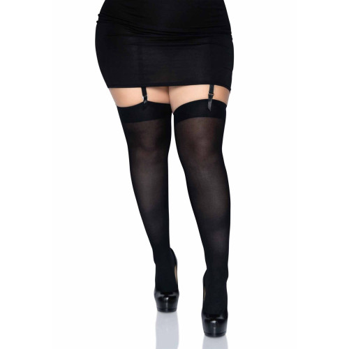 Щільні непрозорі панчохи Leg Avenue Opaque Nylon Thigh Highs Black plus size