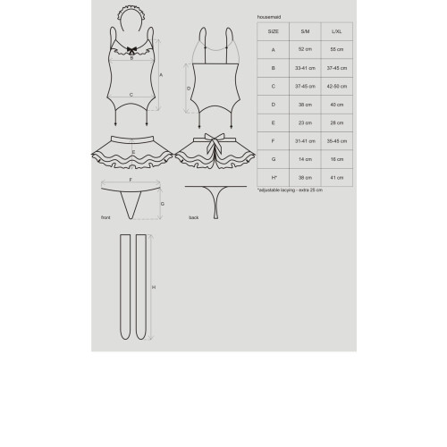 Еротичний костюм покоївки зі спідницею Obsessive Housemaid 5 pcs costume чорно-білий L/XL