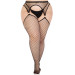 Панчохи Leg Avenue Stokings with O-ring Attached Garter Belt Black 1X/2X