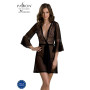 Пеньюар Passion LEAFA PEIGNOIR black, L/XL, довжина трохи вище коліна, широкі рукави, зав'язується на пояс