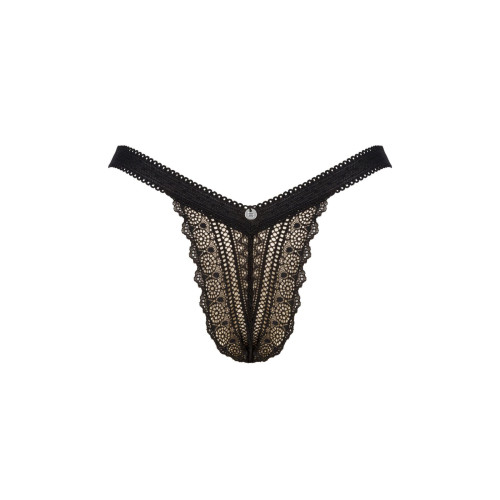 Кружевные трусики с заниженной талией Obsessive Estiqua panties черные XS/S