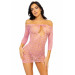 Сукня-сітка з сердечками Leg Avenue Heart net mini dress зав’язки, відкриті плечі, Pink one size