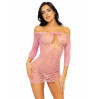 Сукня-сітка з сердечками Leg Avenue Heart net mini dress зав’язки, відкриті плечі, Pink one size