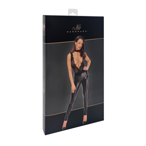 Комбинезон Noir Handmade F298 Libido, S, под латекс, кружевной верх, чокер, съемные бусы, доступ