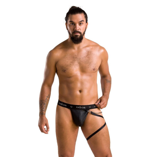 Чоловічі трусики танга з підв’язкою Passion 058 Thong Bill Black XXL/XXXL