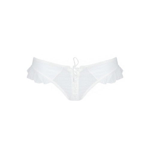 Трусики в горошек с рюшами и шнуровкой Passion Fatin Thong white S/M