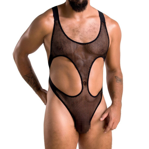 Чоловіче сітчасте боді Passion 040 Leon Black L/XL