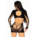Бесшовное миниплатье Leg Avenue Long sleeve cut out mini dress Black One size