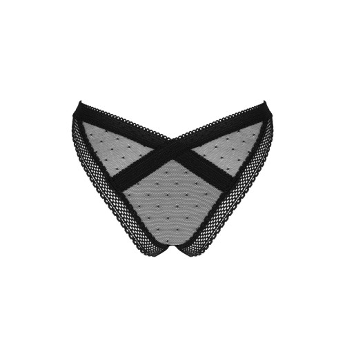 Кружевные трусики с заниженной талией Obsessive Estiqua panties черные XS/S