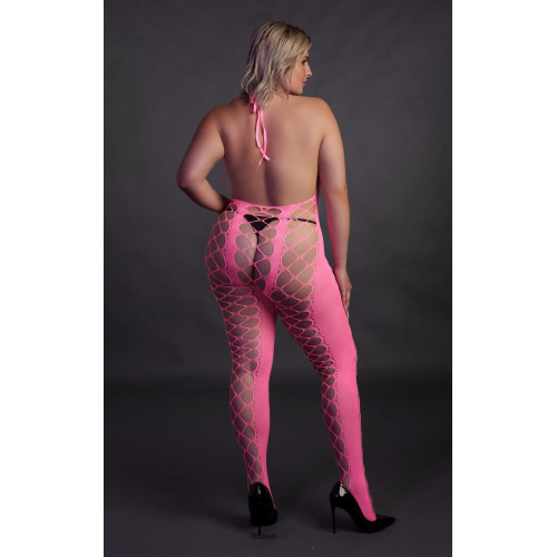 Бодистокинг Ouch! Bodystocking With Halterneck Pink XL/4XL