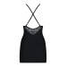Сатиновый комплект для сна с кружевом Obsessive 828-CHE-1 chemise & thong черный L/XL
