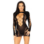 Безшовна мінісукня Leg Avenue Long sleeve cut out mini dress Black One size