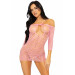 Сукня-сітка з сердечками Leg Avenue Heart net mini dress зав’язки, відкриті плечі, Pink one size