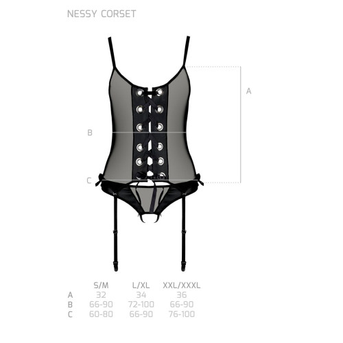 Корсет со шнуровкой Passion NESSY CORSET black S/M