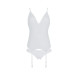 Корсет із пажами, трусики з ажурним декором та відкритим кроком Passion Ursula Corset white S/M