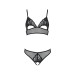 Комплект: бралет з ажурним ліфом та відкритими трусиками Passion Christa Set with Open Bra black L/XL