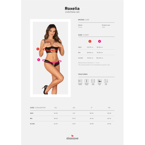 Комплект Obsessive Roxelia 2-pcs crotchless set M/L