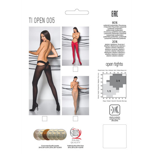 Эротические колготки Passion TIOPEN 005 Красные 3/4 60 den