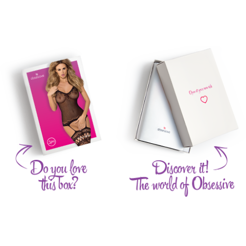 Бодістокінг Obsessive Bodystocking F214 імітація корсета та панчіх на підв’язках black S/M/L