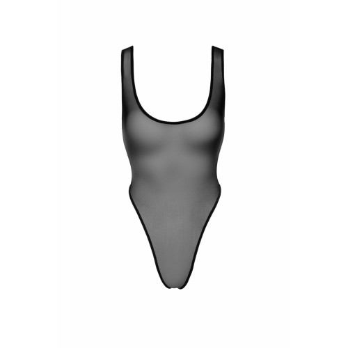 Боді Noir Handmade F322 Paparazzi, XXL, прозоре, низ стрінги, високі вирізи