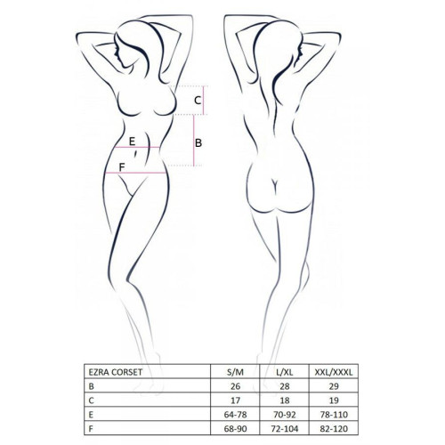 Корсет з декольте Passion ERZA CORSET black XXL/XXXL