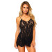 Сорочка беби-долл Leg Avenue Rose Lace Flair Chemise Black, One Size