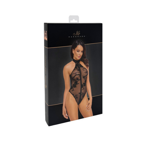 Боді Noir Handmade F314 Ego flocked mesh halter bodysuit - S