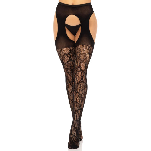 Чулки Leg Avenue Eyelet lace suspender hose Black One Size