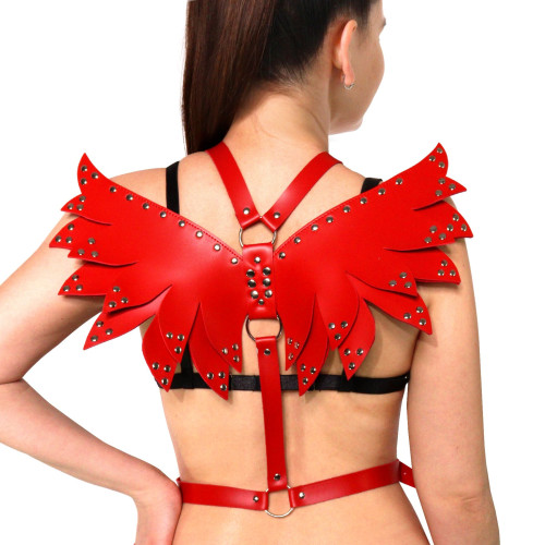 Женская портупея Art of Sex - Wings красная XS-M, экокожа