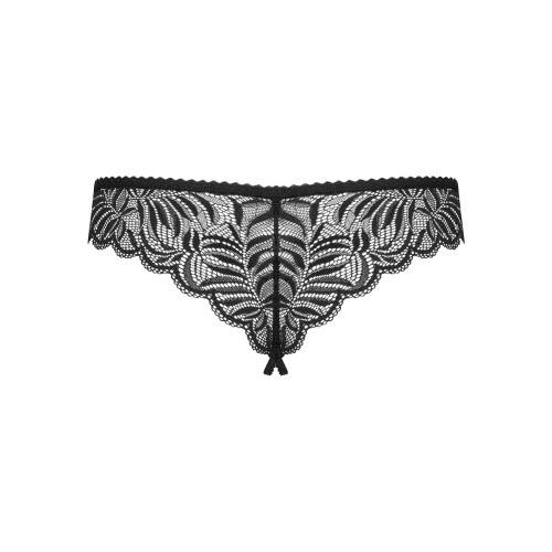 Кружевные танга с доступом Obsessive Contica crothchles thong черные L/XL