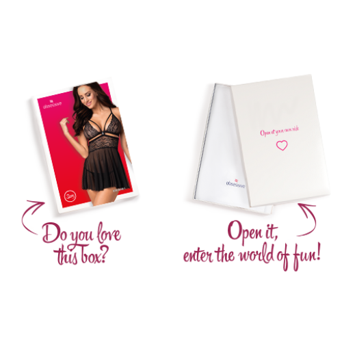 Эротический кружевной комплект с сеточкой Obsessive 838-BAB-1 babydoll & thong black XXL