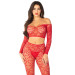 Комплект Leg Avenue Off The Shoulder Top and Footless Tights One Size, Red