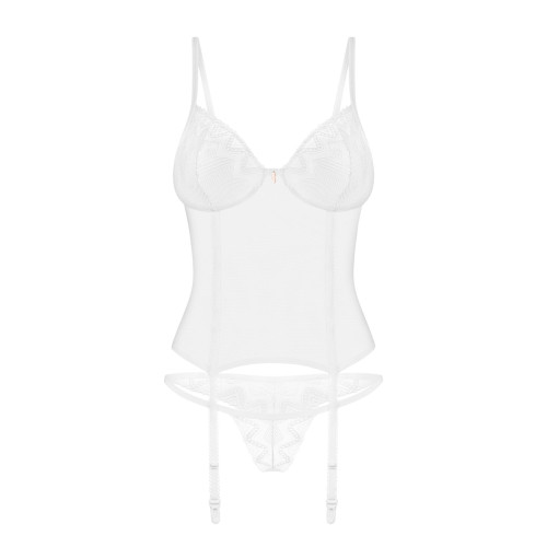 Корсет Obsessive Alissium corset & thong, M/L, гнучкі кісточки, відкрита спина, стрінги в комплекті