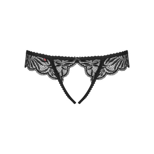 Кружевные танга с доступом Obsessive Contica crothchles thong черные L/XL