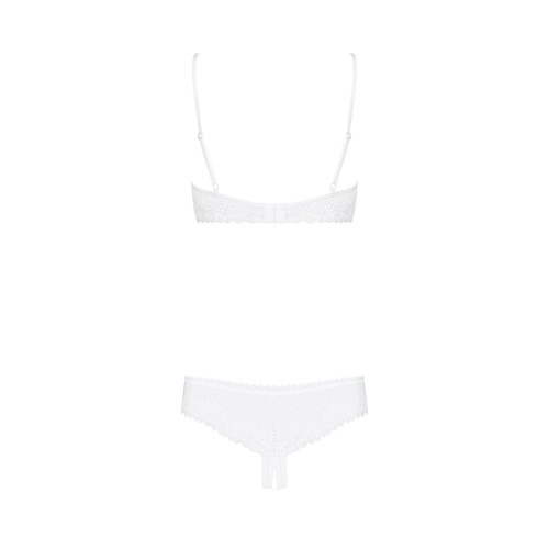 Эротический комплект с бюстгальтером-получашкой Obsessive Alabastra трусики с доступом, белый S/M