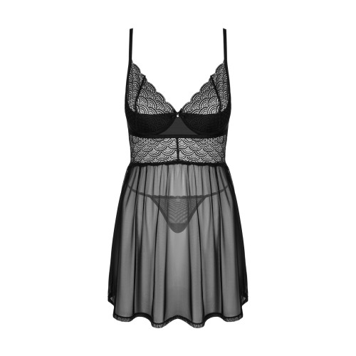 Еротичний комплект Obsessive Chemeris babydoll & thong XL/2XL, пеньюар та стрінги
