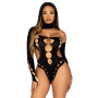 Бесшовное боди на одно плечо Leg Avenue Seamless thong back bodysuit, One Size, черное