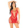 Платье Leg Avenue Lace and Net Mini Dress with Dual Strap One Size, Red