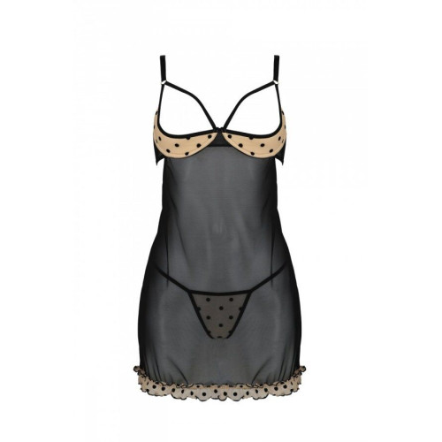 Еротичний пеньюар Passion MARINA CHEMISE, S/M, beige