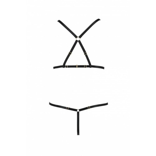 Комплект білизни зі стреп Passion Exclusive Armanda Set black XXL/XXXL