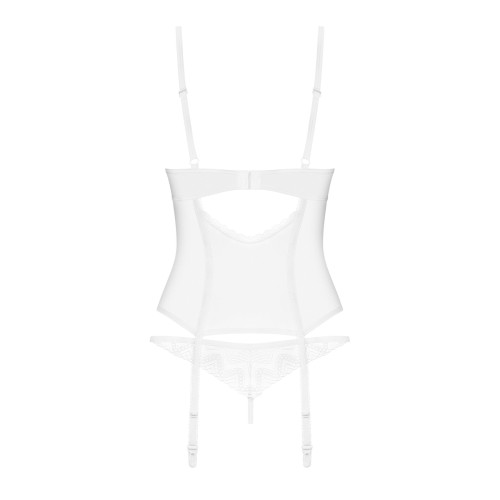 Корсет Obsessive Alissium corset & thong, M/L, гнучкі кісточки, відкрита спина, стрінги в комплекті