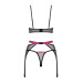 Комплект Obsessive Novenes 3-pcs set, M/L, прозрачный лиф на косточках, стринги, пояс