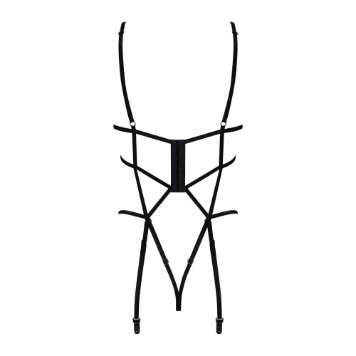 Боди со стрепом с доступом Obsessive Badossa crotchless teddy черный S/M