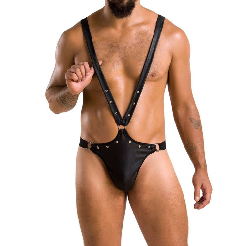 Чоловіче боді з люверсами Passion 028 Harry Black L/XL